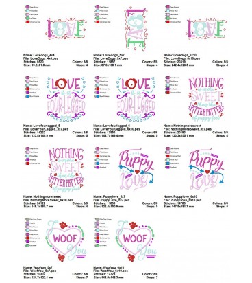 Dogs Of Love Applique Design Set