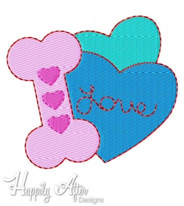 Bone And Hearts Embroidery Design 