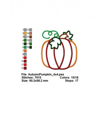 Autumn Pumpkin Applique Embroidery Design