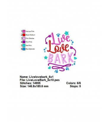 Live Love Bark Applique Embroidery Design