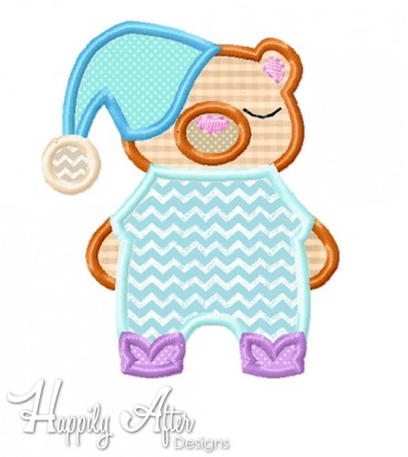 Bedtime Bear Applique Embroidery Design 