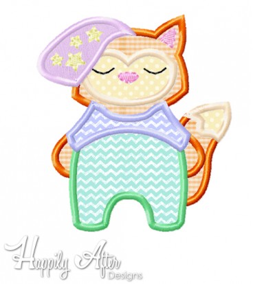 Bedtime Fox Applique Embroidery Design 