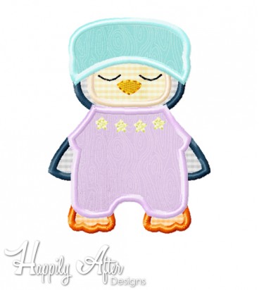 Bedtime Penguin Applique Embroidery Design