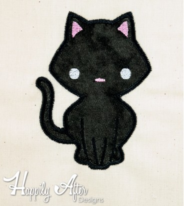 Black Cat Applique Embroidery Design