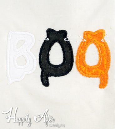 BOO Kitty Applique Embroidery Design