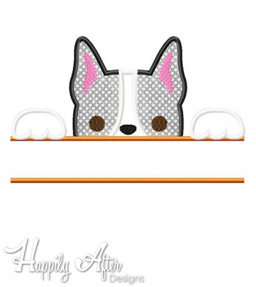 Boston Terrier Name Frame Applique Embroidery Design 