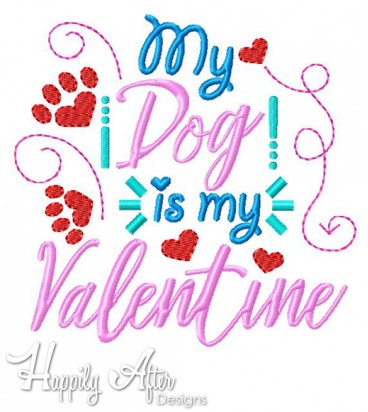 Dog Valentine Embroidery Design 