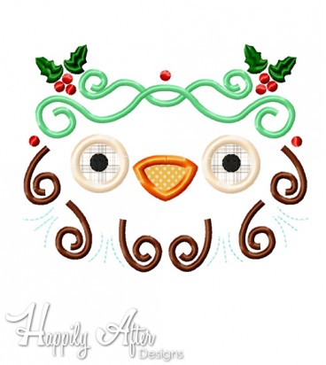 Festive Face Owl Applique Embroidery Design