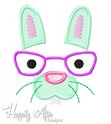 Geeky Rabbit Applique Embroidery Design