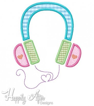 Headphones Applique Embroidery Design 