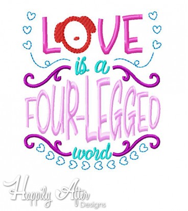 Love Is Four Legged Applique Embroidery Design