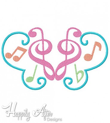 Music Bug Applique Embroidery Design 