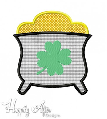 Pot Of Gold Applique Embroidery Design 