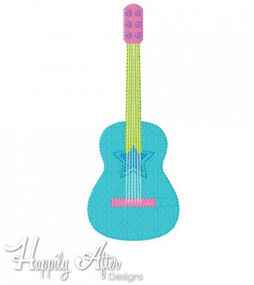 Star Guitar Applique Embroidery Design 