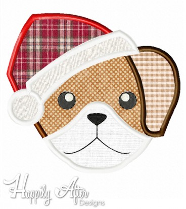 Christmas Beagle Applique Embroidery Design 