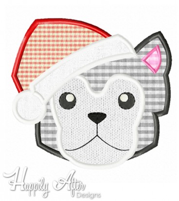Christmas Husky Applique Embroidery Design 
