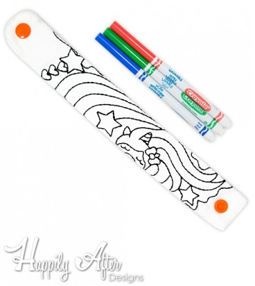 Unicorn Snap Bracelet Coloring Embroidery Design 