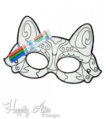 Fox ITH Coloring Mask Embroidery Design