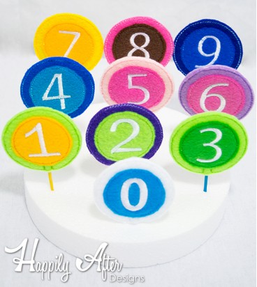 Numbers Cupcake Toppers Embroidery Design