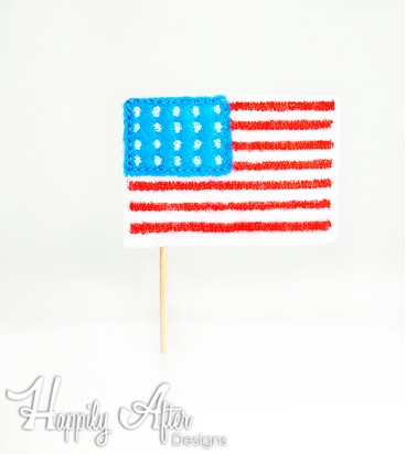 American Flag Cupcake Topper Embroidery Design 