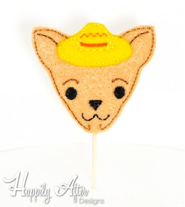 Sombrero Chihuahua Cupcake Topper Embroidery Design