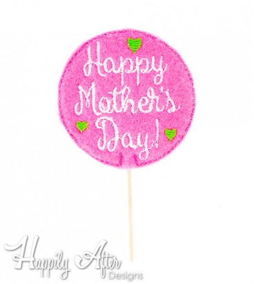 Mother's Day Cupcake Topper Embroidery Design