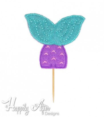 Mermaid Tail Cupcake Topper Embroidery Design