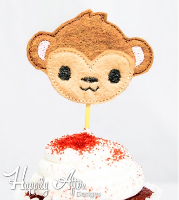 Monkey Cupcake Toppers Embroidery Design
