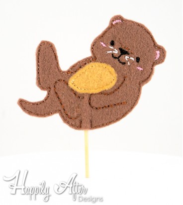 Otter Cupcake Topper Embroidery Design