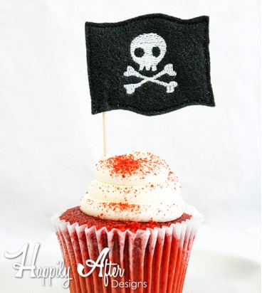 Pirate Flag Cupcake Toppers Embroidery Design 