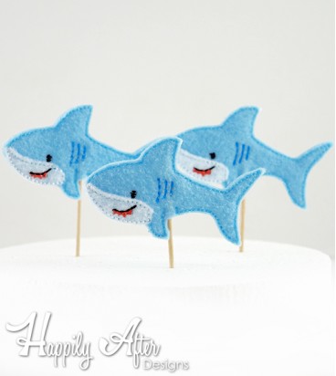 Shark Cupcake Toppers Embroidery Design
