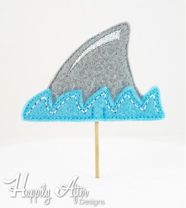 Shark Fin Cupcake Topper Embroidery Design