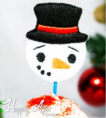 Snowman Cupcake Toppers Embroidery Design