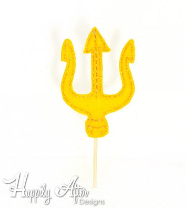 Trident Cupcake Topper Embroidery Design 