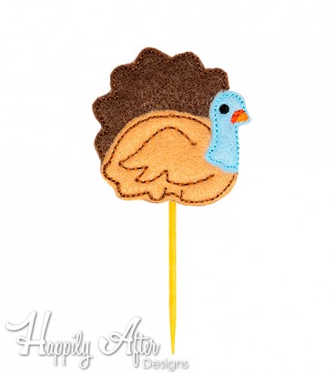 Turkey Cupcake Topper Embroidery Design 