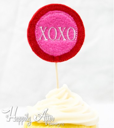 XOXO Cupcake Toppers Embroidery Design
