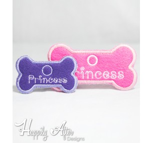 Princess Dog Tag Embroidery Design 