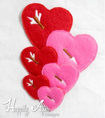 Arrow Hearts Feltie Embroidery Design
