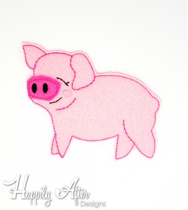 Happy Pig Feltie Embroidery Design
