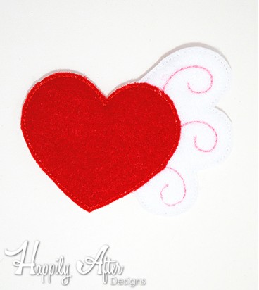 Heart with Wings Feltie Embroidery Design