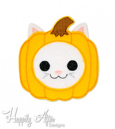 Pumpkin Kitty Feltie Embroidery Design