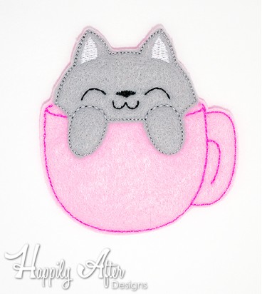 Teacup Kitten Feltie Embroidery Design 
