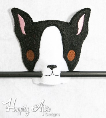 Boston Terrier Holder ITH Embroidery Design