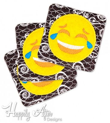 Laugh Emoji ITH Coaster Embroidery Design