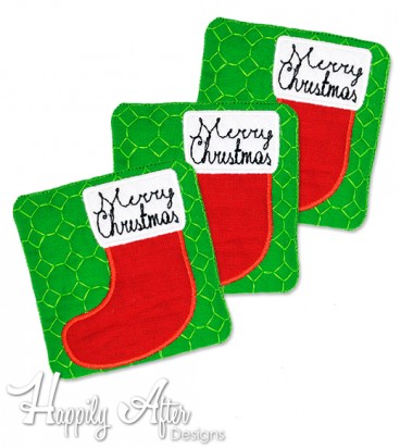 Merry Stocking ITH Coaster Embroidery Design