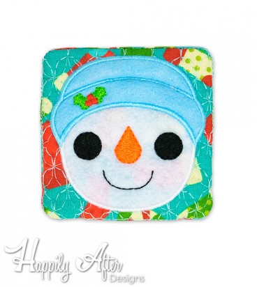 Snowman ITH Coaster Embroidery Design 