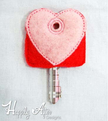 Heart Key Cover Embroidery Design