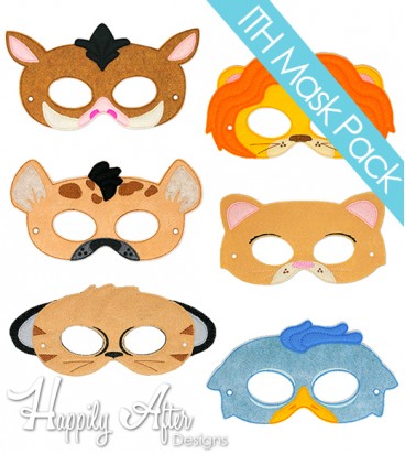African Animals ITH Mask Embroidery Design Pack