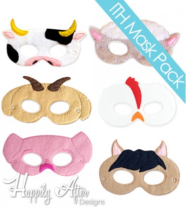 Barnyard Animals ITH Mask Embroidery Design Pack