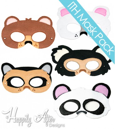 Bears ITH Mask Embroidery Design Pack